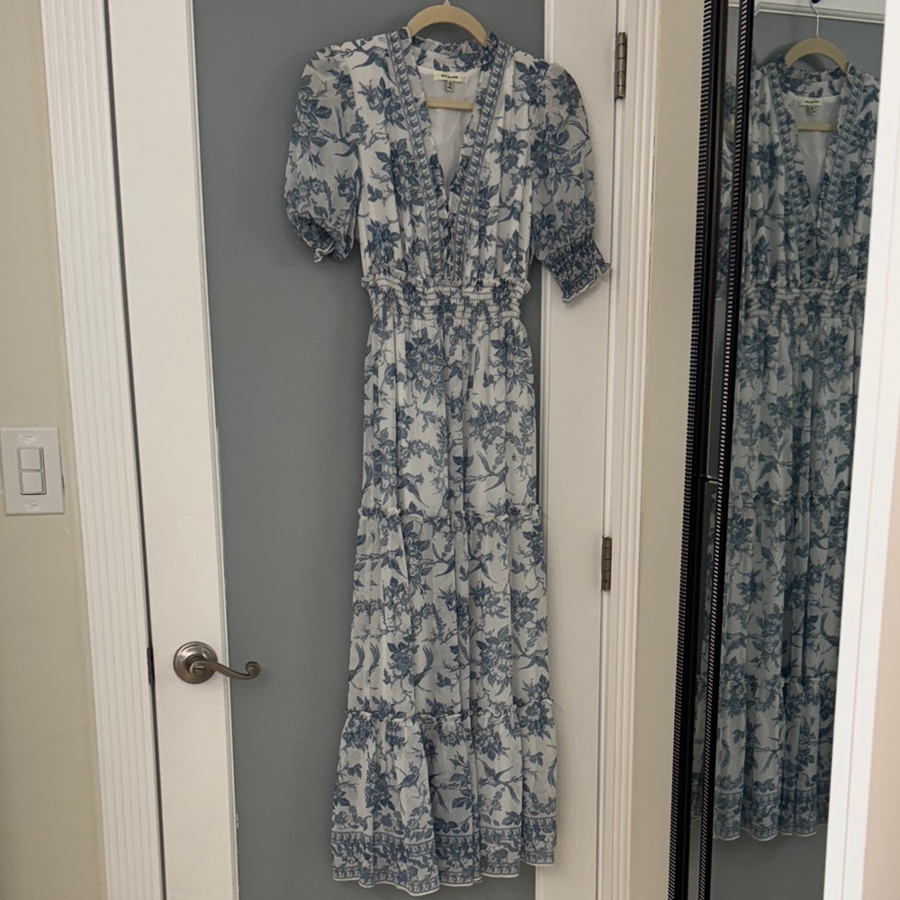 Max Studio Blue and White Floral Maxi Dress